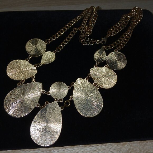 Gold Tone Yellow Rhinestone Teardrop Vintage Necklace Costume Jewelry #108 - Picture 9 of 9